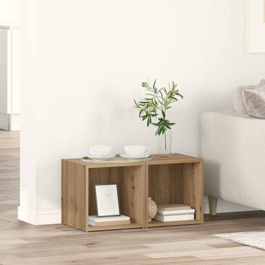 Tv-meubelset 2 pcs Artisan Eiken 37 x 35 x 37,5 cm Bewerkt hout is nu te koop bij PeponiXL, paradijselijk wonen!
