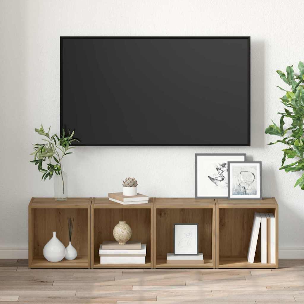 Tv-meubelset 2 pcs Artisan Eiken 37 x 35 x 37,5 cm Bewerkt hout is nu te koop bij PeponiXL, paradijselijk wonen!