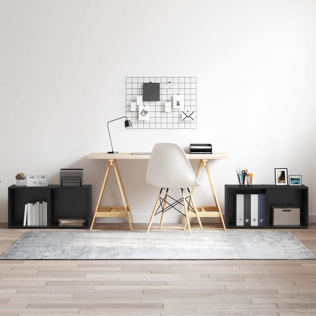 Tv-meubelset 4 pcs Zwart 37 x 35 x 37,5 cm Bewerkt hout is nu te koop bij PeponiXL, paradijselijk wonen!