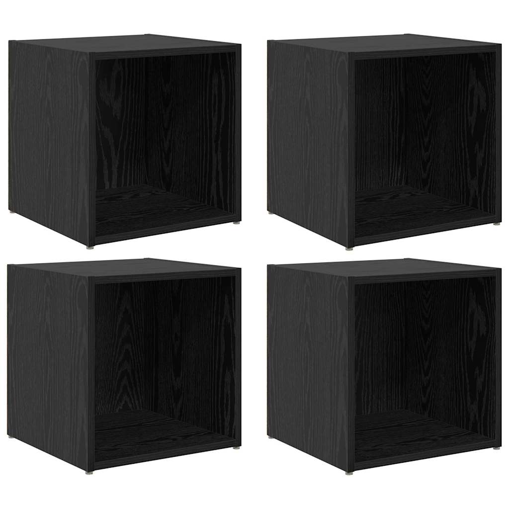 Tv-meubelset 4 pcs Zwart 37 x 35 x 37,5 cm Bewerkt hout is nu te koop bij PeponiXL, paradijselijk wonen!