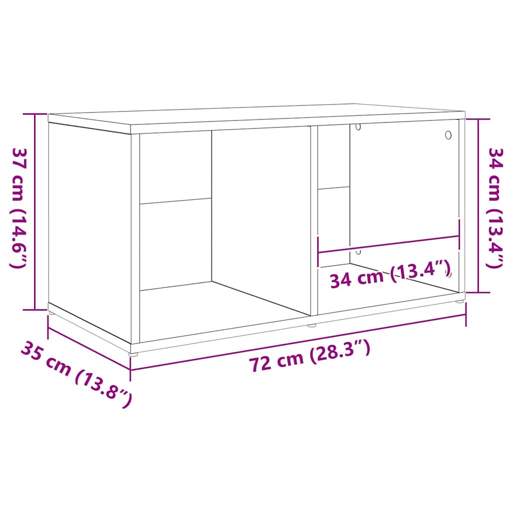 Tv-meubelset Wandgemonteerd Bruin 72 x 35 x 37 cm Bewerkt hout is nu te koop bij PeponiXL, paradijselijk wonen!