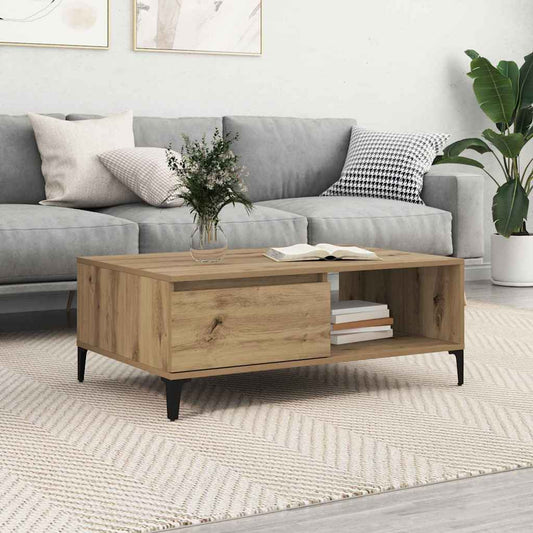 Salontafel artisanaal eikenkleurig 90 x 60 x 35 cm Bewerkt hout is nu te koop bij PeponiXL, paradijselijk wonen!