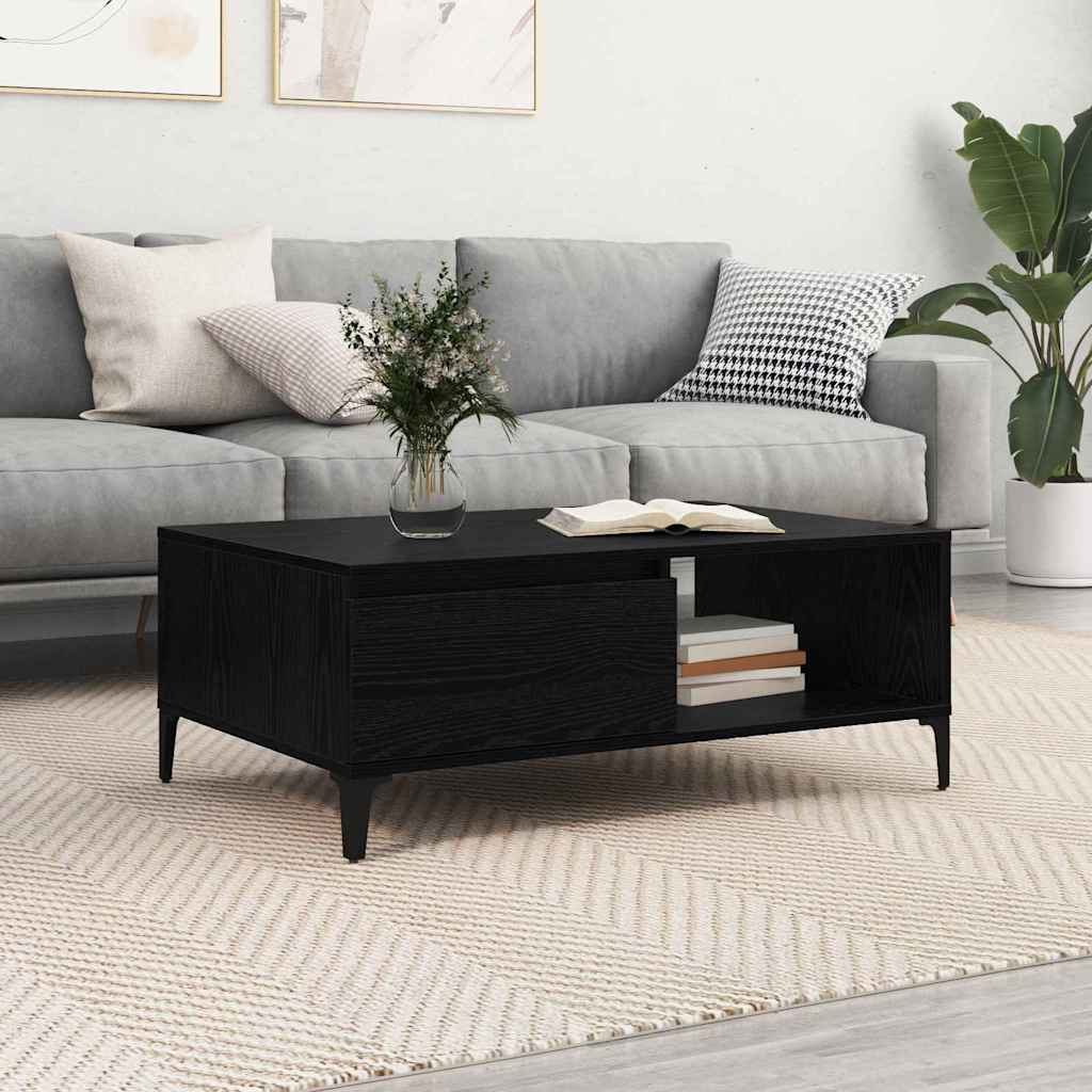 Salontafel Zwart eiken 90 x 60 x 35 cm Bewerkt hout is nu te koop bij PeponiXL, paradijselijk wonen!