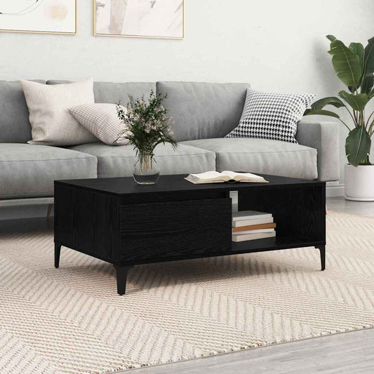 Salontafel Zwart eiken 90 x 60 x 35 cm Bewerkt hout is nu te koop bij PeponiXL, paradijselijk wonen!