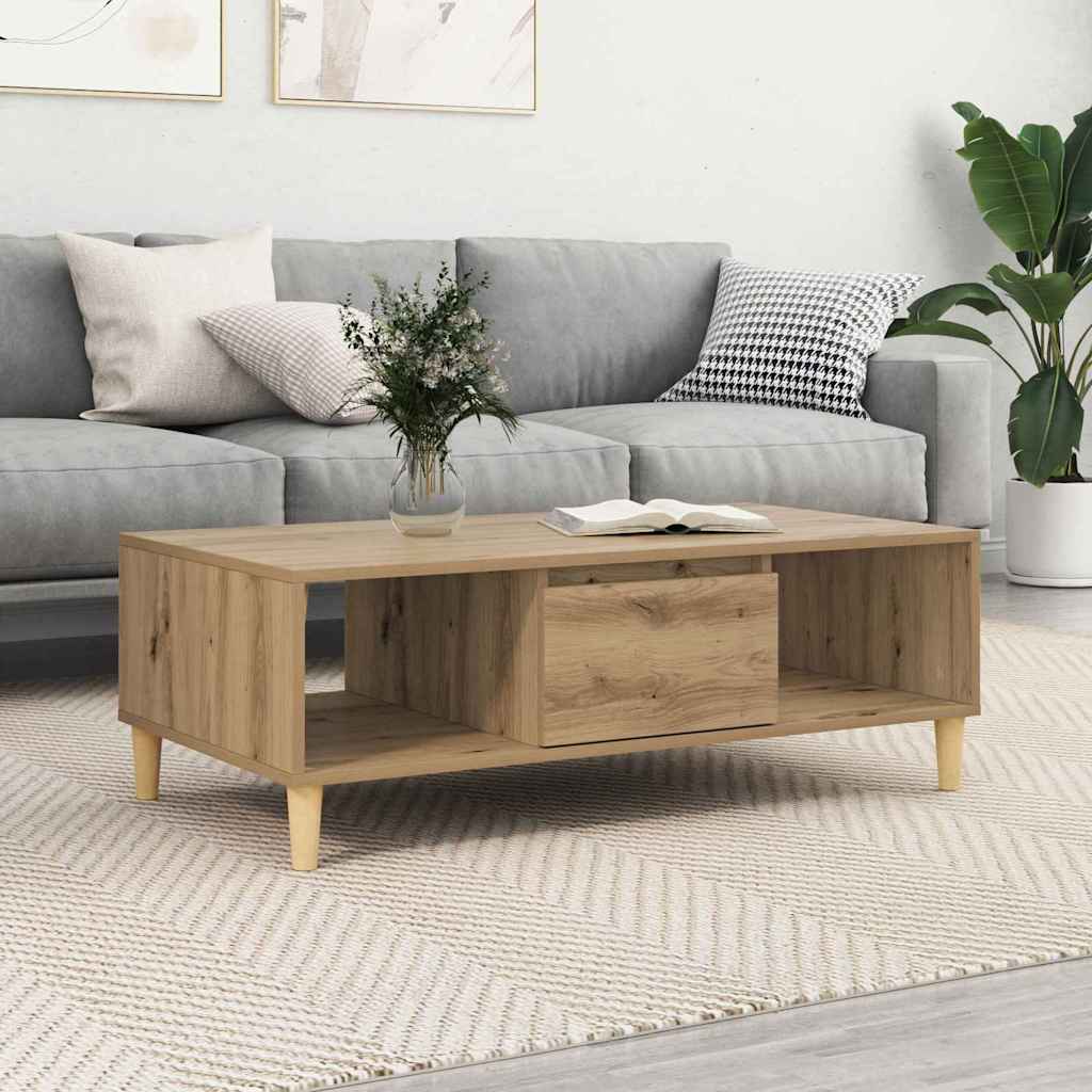 Salontafel Artisan Eiken 102 x 55 x 35 cm Bewerkt hout is nu te koop bij PeponiXL, paradijselijk wonen!