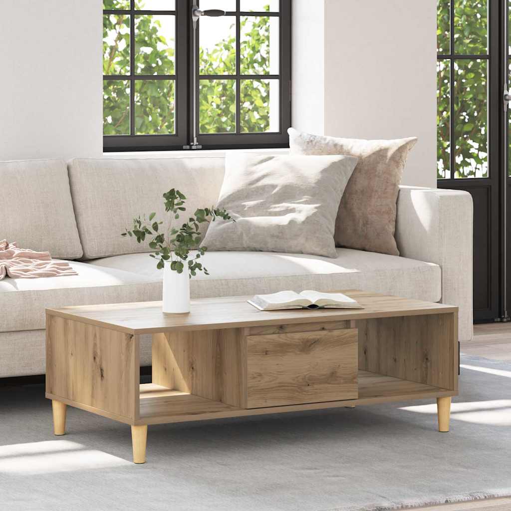 Salontafel Artisan Eiken 102 x 55 x 35 cm Bewerkt hout is nu te koop bij PeponiXL, paradijselijk wonen!