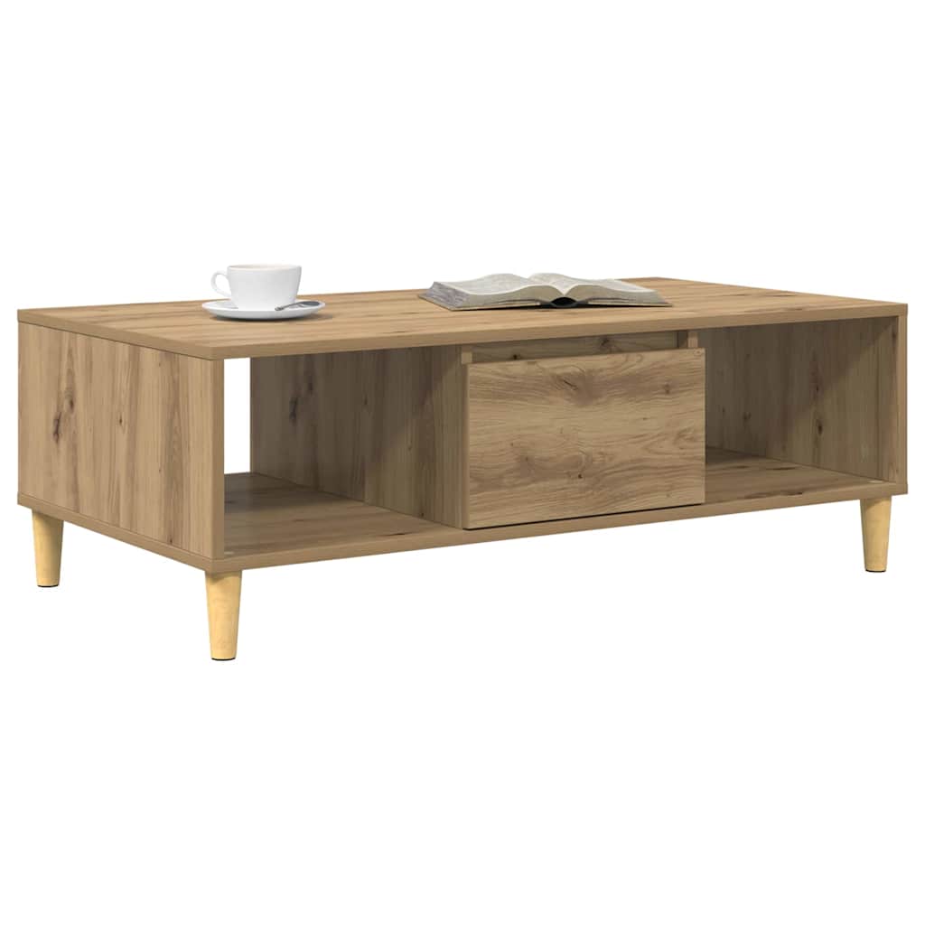 Salontafel Artisan Eiken 102 x 55 x 35 cm Bewerkt hout is nu te koop bij PeponiXL, paradijselijk wonen!