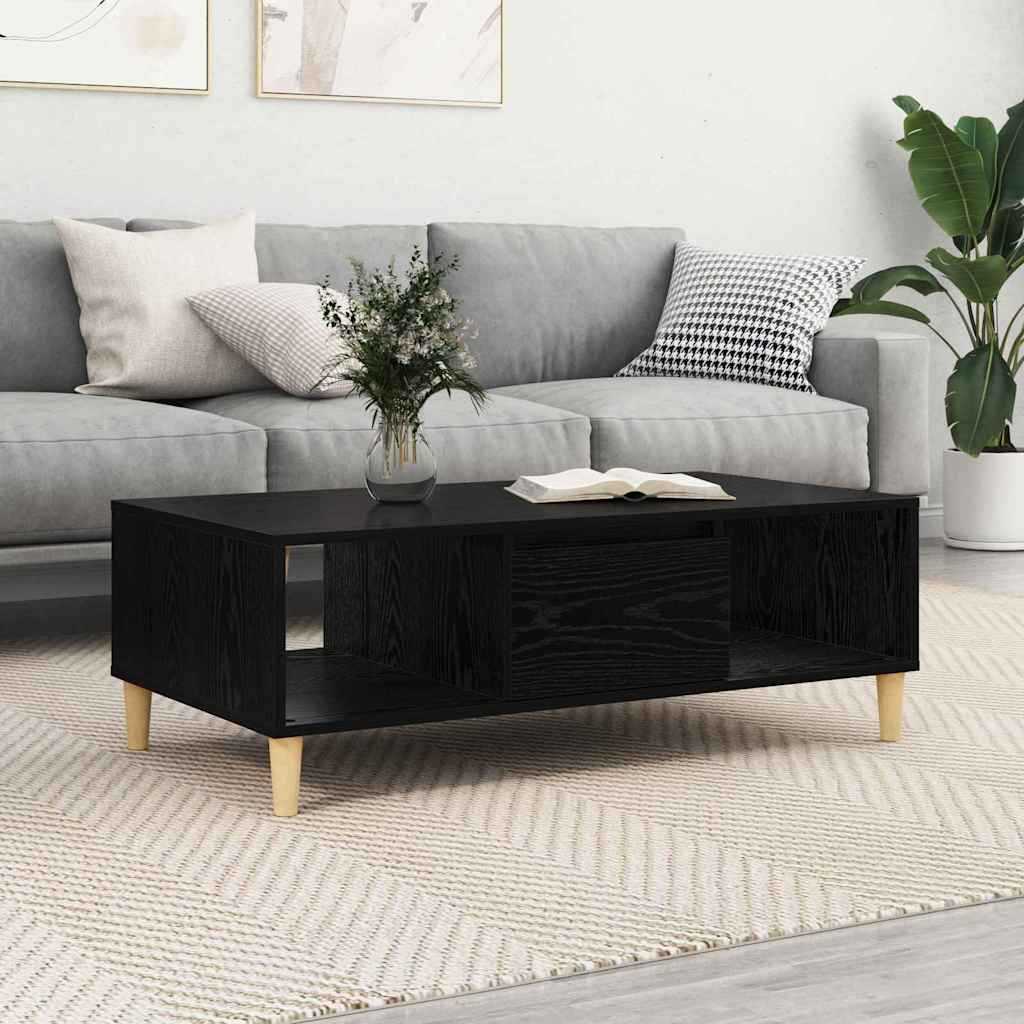 Salontafel Zwart Eiken 102 x 55 x 35 cm Bewerkt hout is nu te koop bij PeponiXL, paradijselijk wonen!