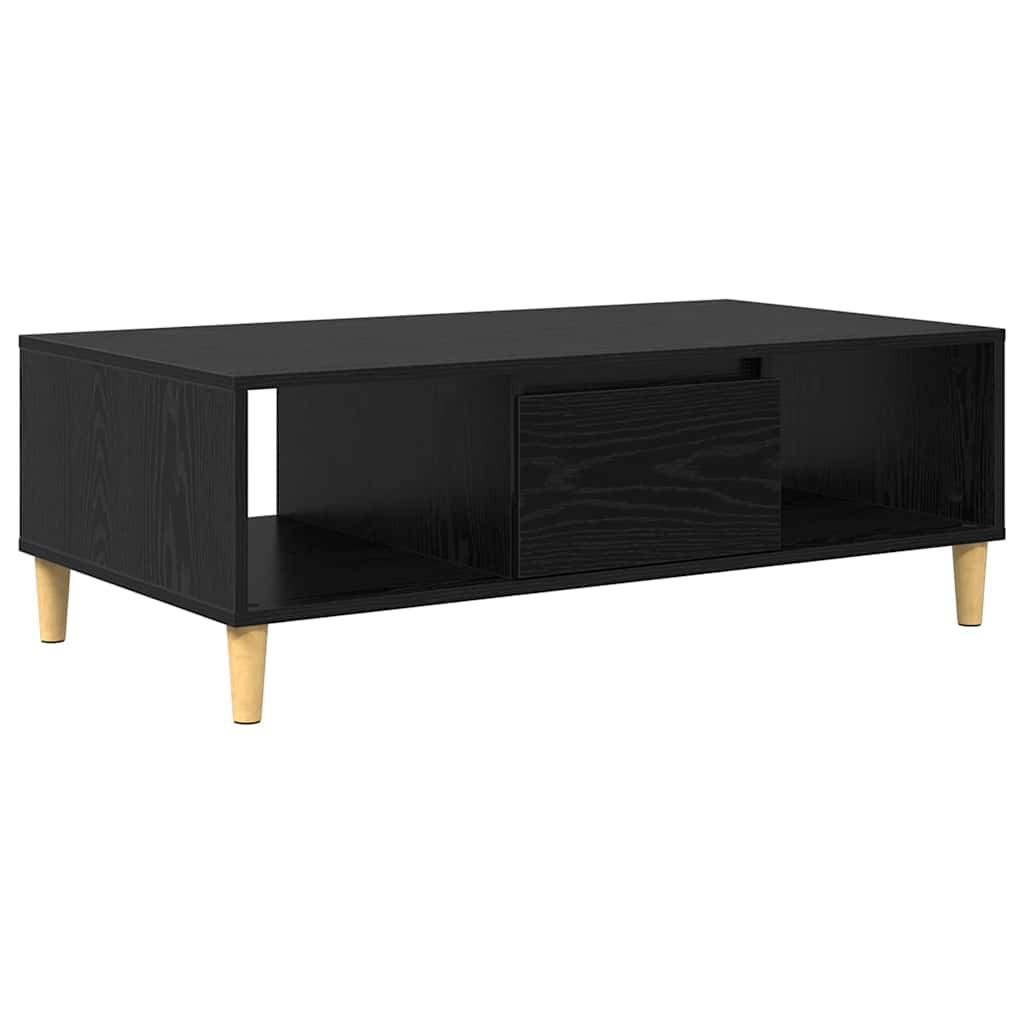 Salontafel Zwart Eiken 102 x 55 x 35 cm Bewerkt hout is nu te koop bij PeponiXL, paradijselijk wonen!