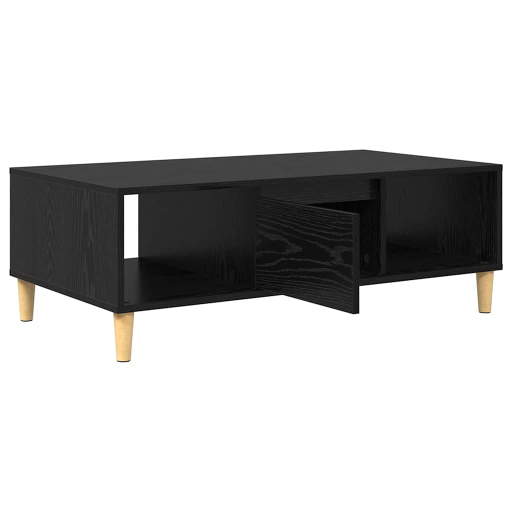 Salontafel Zwart Eiken 102 x 55 x 35 cm Bewerkt hout is nu te koop bij PeponiXL, paradijselijk wonen!