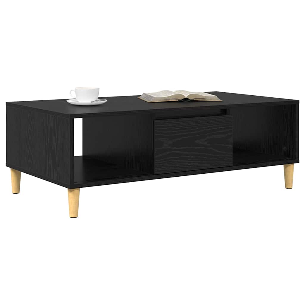 Salontafel Zwart Eiken 102 x 55 x 35 cm Bewerkt hout is nu te koop bij PeponiXL, paradijselijk wonen!