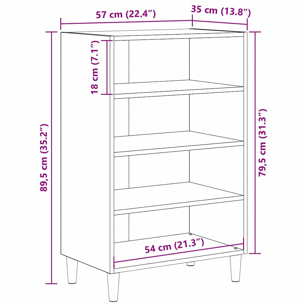 Dressoir Oudhout 57 x 35 x 89.5 cm Bewerkt hout is nu te koop bij PeponiXL, paradijselijk wonen!