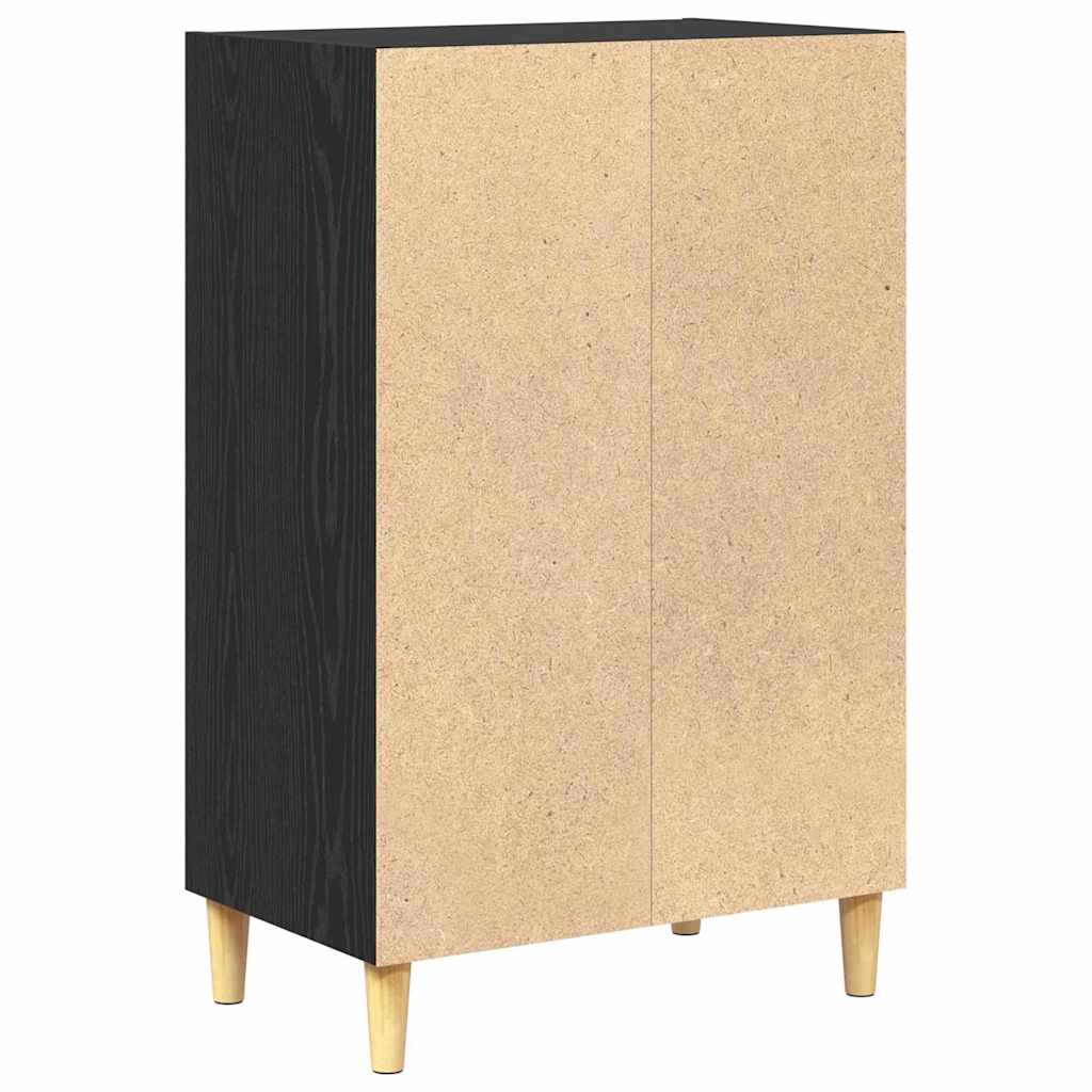 Dressoir Zwart Eiken 57 x 35 x 89.5 cm Bewerkt hout is nu te koop bij PeponiXL, paradijselijk wonen!