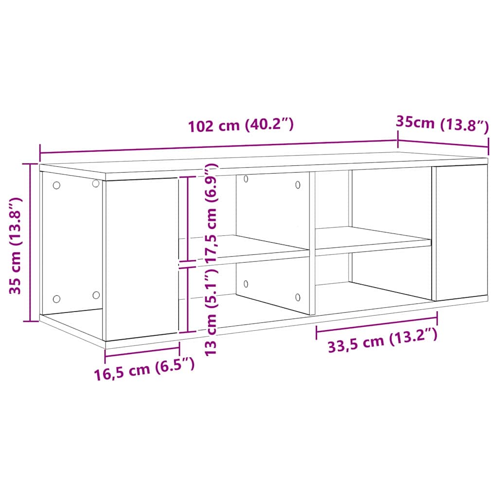 Tv-meubelset Artisan Eiken 102 x 35 x 35 cm Bewerkt hout is nu te koop bij PeponiXL, paradijselijk wonen!