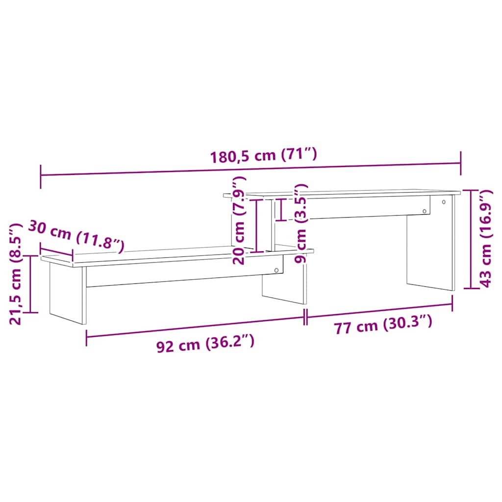 Tv-meubelset Artisan Eiken 180,5 x 30 x 43 cm Bewerkt hout is nu te koop bij PeponiXL, paradijselijk wonen!
