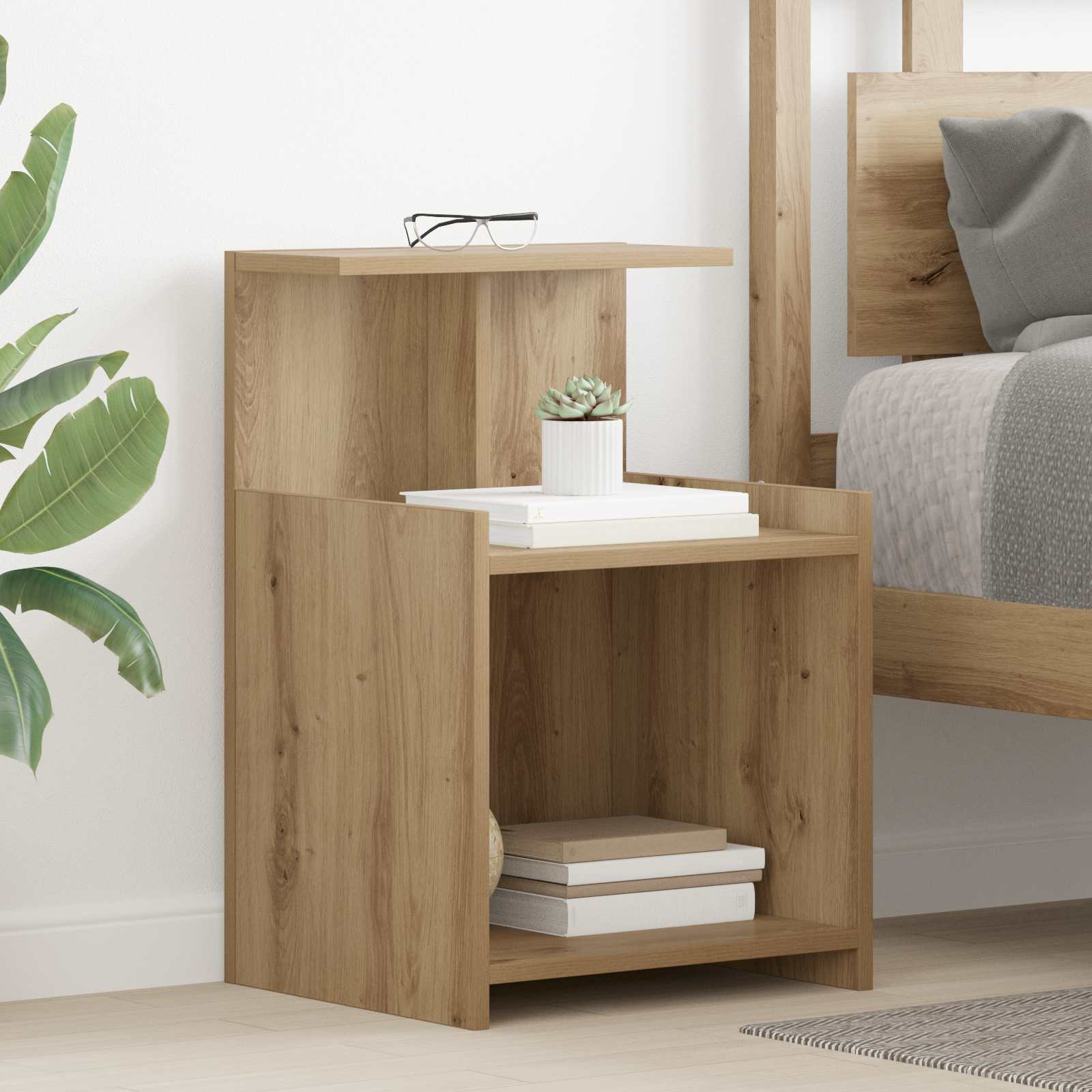 Nachtkastje Artisan Eiken 40 x 35 x 60 cm Bewerkt hout is nu te koop bij PeponiXL, paradijselijk wonen!