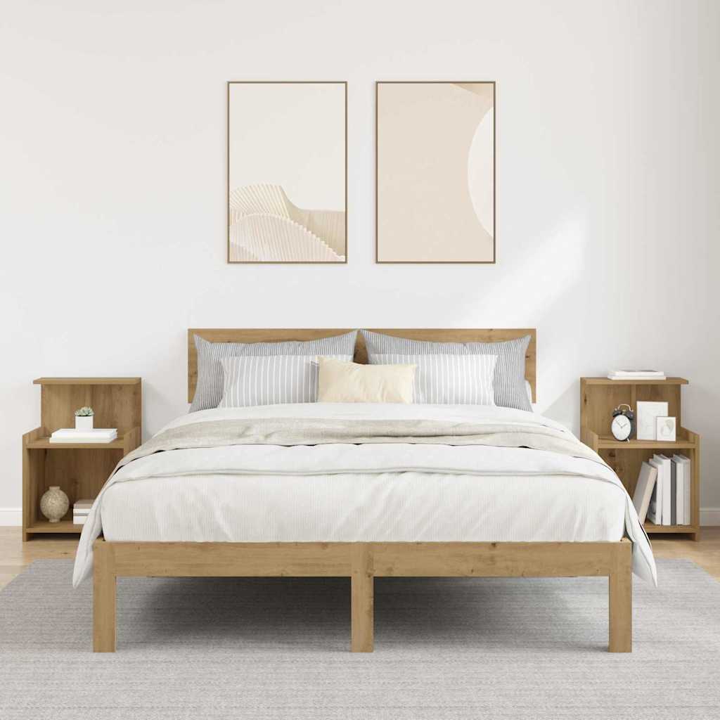 Nachtkastje 2 pcs Artisan Eiken 40 x 35 x 60 cm Bewerkt hout is nu te koop bij PeponiXL, paradijselijk wonen!