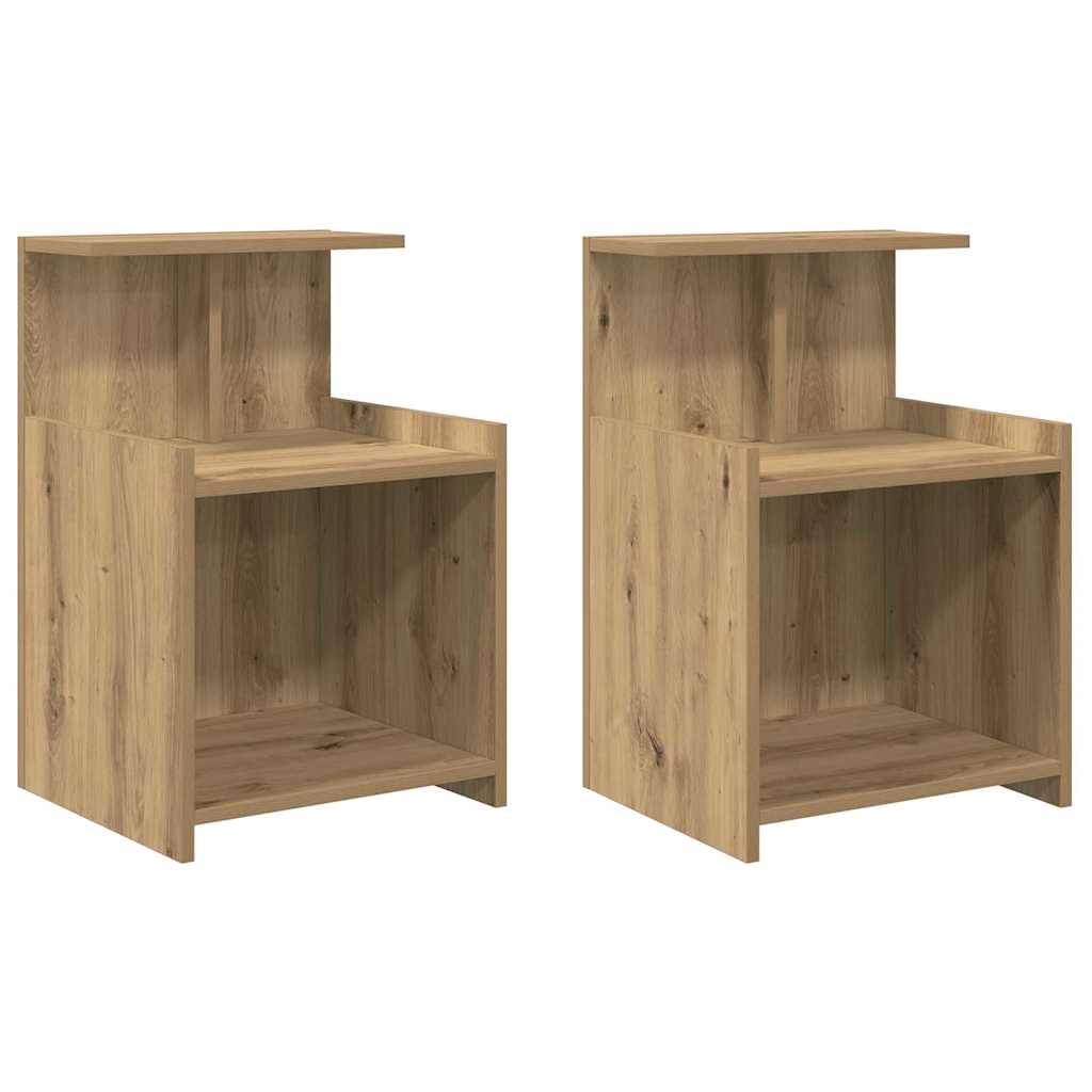 Nachtkastje 2 pcs Artisan Eiken 40 x 35 x 60 cm Bewerkt hout is nu te koop bij PeponiXL, paradijselijk wonen!