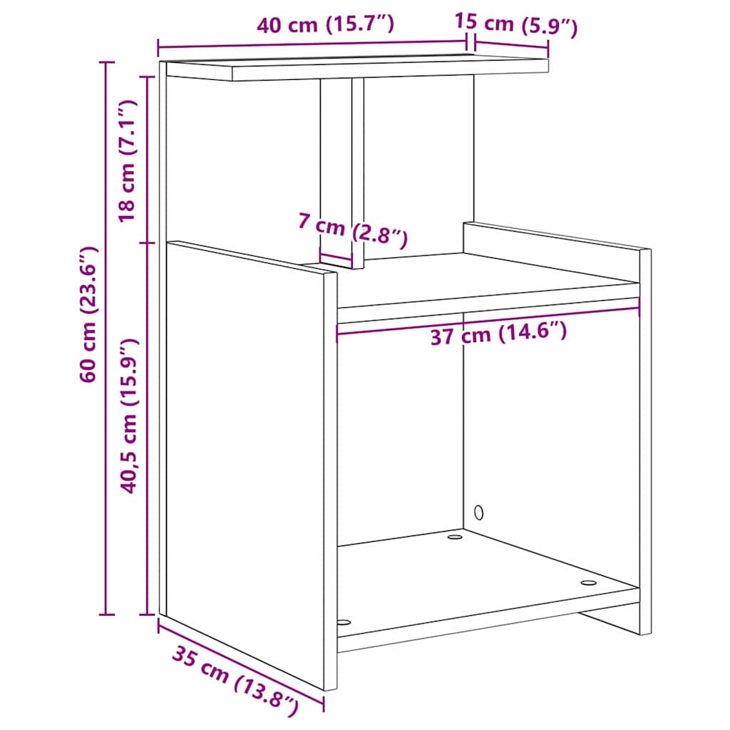 Nachtkastje 2 pcs Artisan Eiken 40 x 35 x 60 cm Bewerkt hout is nu te koop bij PeponiXL, paradijselijk wonen!