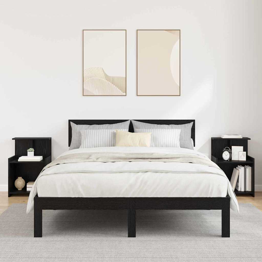 Nachtkastje 2 pcs Zwart Eiken 40 x 35 x 60 cm Bewerkt hout is nu te koop bij PeponiXL, paradijselijk wonen!