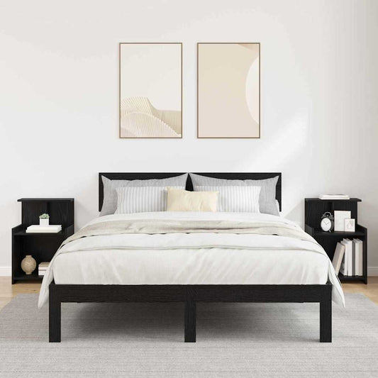 Nachtkastje 2 pcs Zwart Eiken 40 x 35 x 60 cm Bewerkt hout is nu te koop bij PeponiXL, paradijselijk wonen!