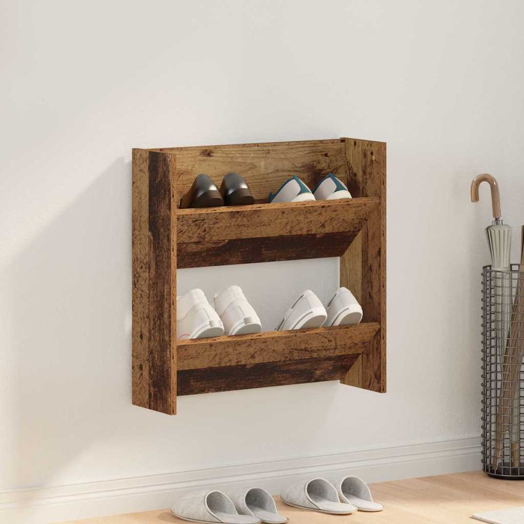 Schoenenkast met plank Oudhout 60 x 18 x 60 cm Bewerkt hout is nu te koop bij PeponiXL, paradijselijk wonen!