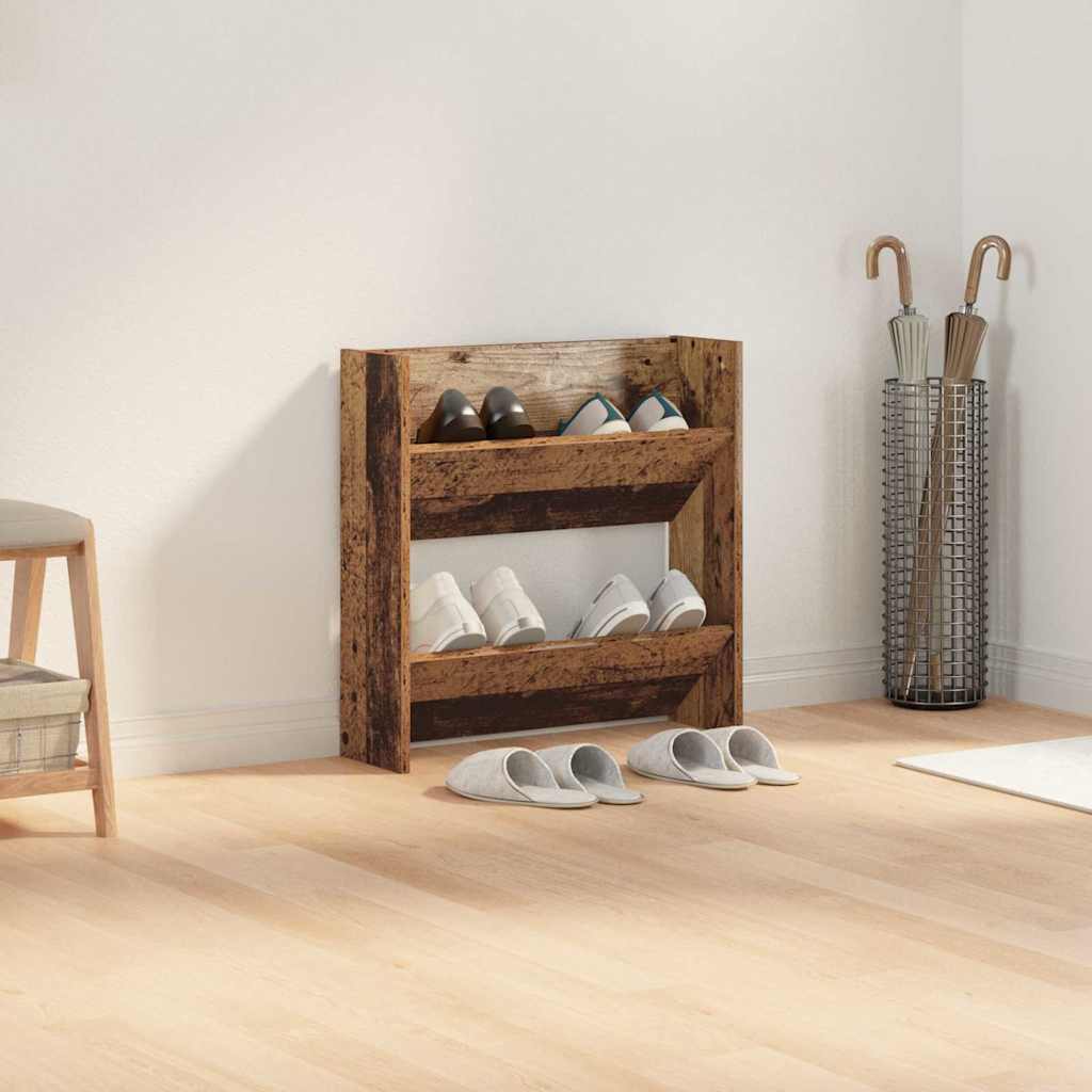 Schoenenkast met plank Oudhout 60 x 18 x 60 cm Bewerkt hout is nu te koop bij PeponiXL, paradijselijk wonen!