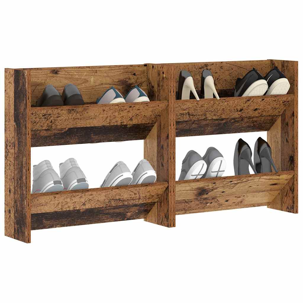 Schoenenkast 2 pcs Oudhout 60 x 18 x 60 cm Bewerkt hout is nu te koop bij PeponiXL, paradijselijk wonen!