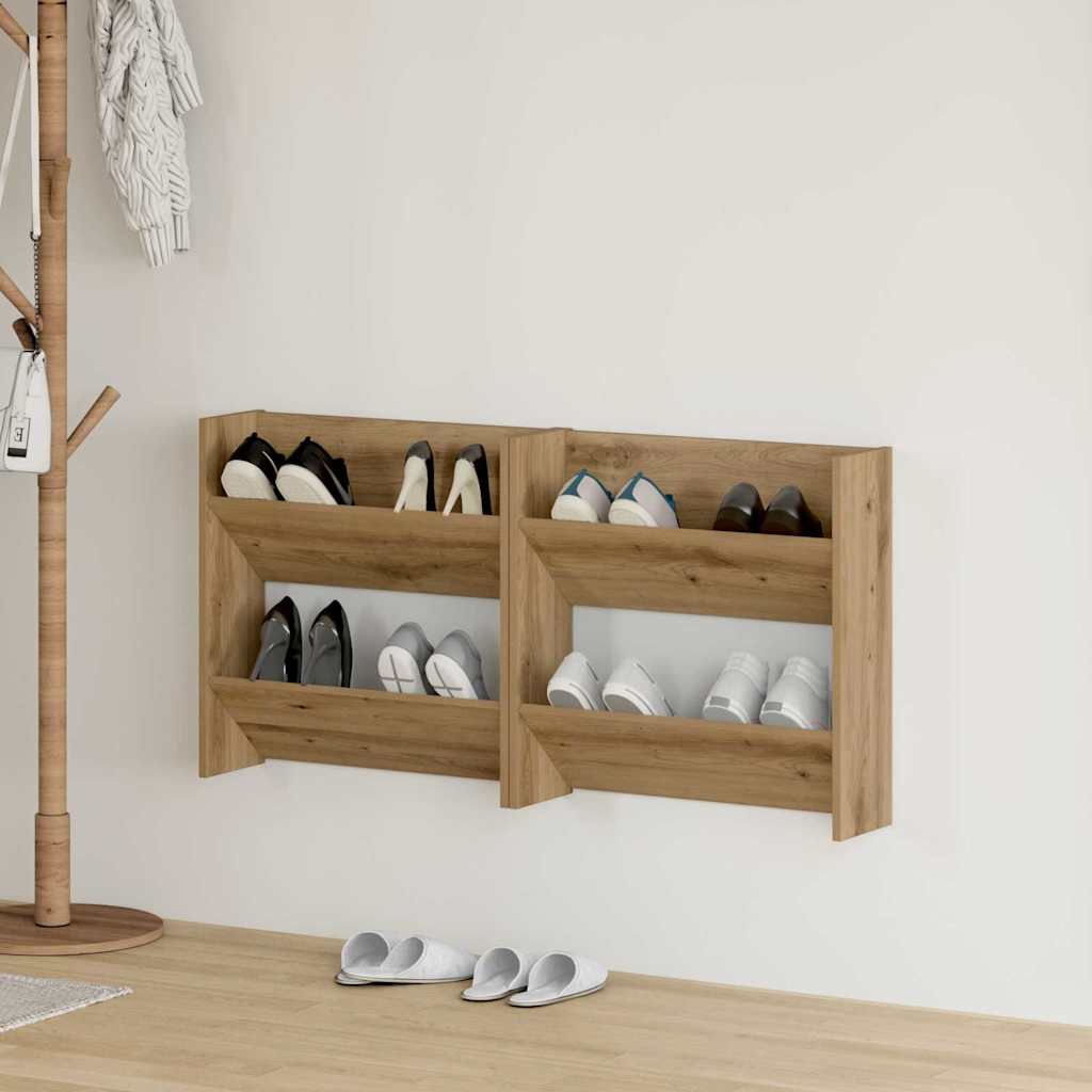 Schoenenkast 2 pcs Artisan Eiken 60 x 18 x 60 cm Bewerkt hout is nu te koop bij PeponiXL, paradijselijk wonen!