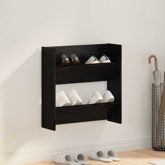 Schoenenkast met plank Zwart Eiken 60 x 18 x 60 cm Bewerkt hout is nu te koop bij PeponiXL, paradijselijk wonen!