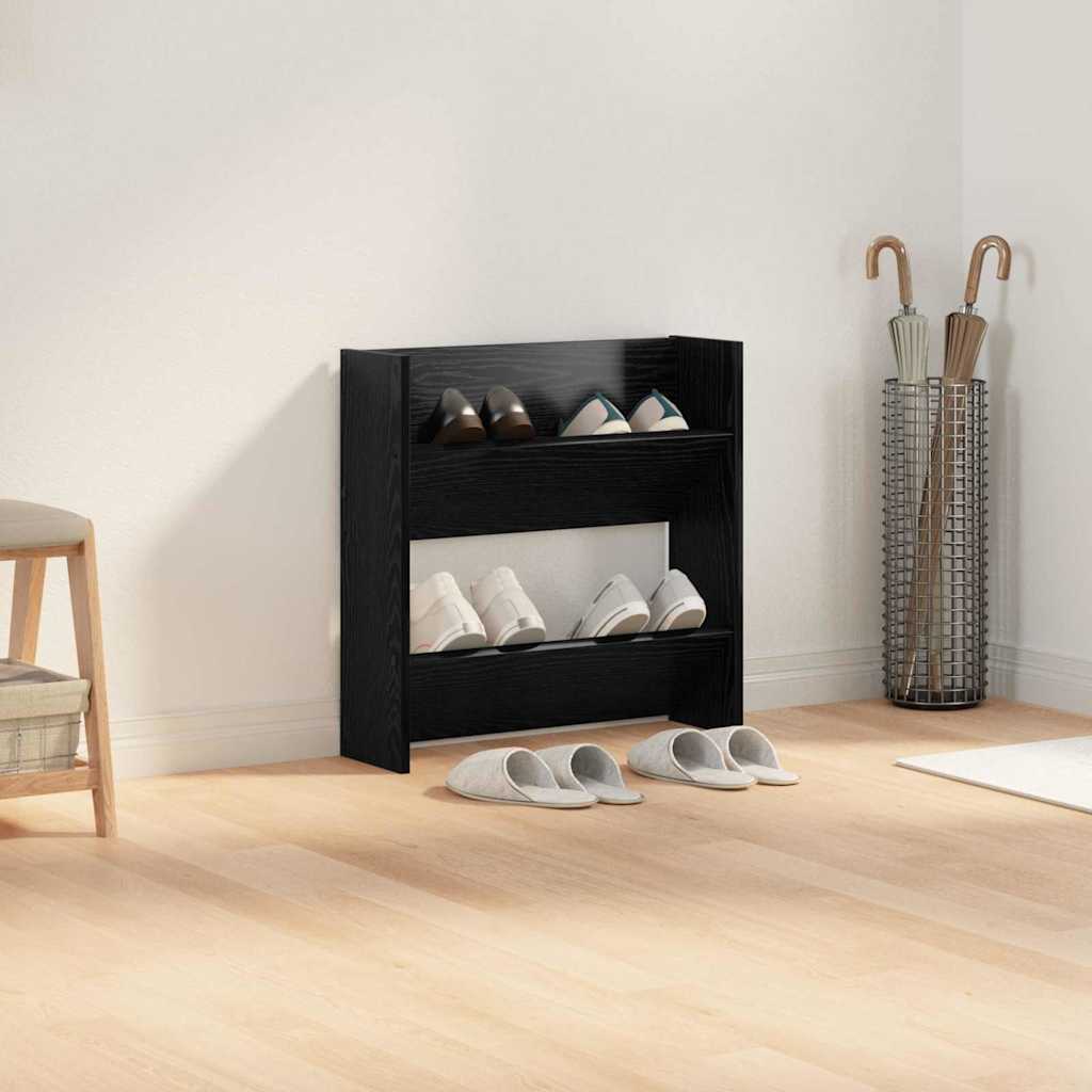 Schoenenkast met plank Zwart Eiken 60 x 18 x 60 cm Bewerkt hout is nu te koop bij PeponiXL, paradijselijk wonen!