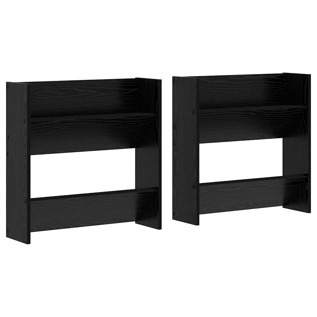 Schoenenkast 2 pcs Zwart Eiken 60 x 18 x 60 cm Bewerkt hout is nu te koop bij PeponiXL, paradijselijk wonen!