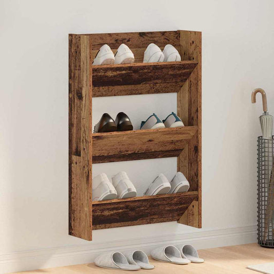 Schoenenkast met plank Oudhout 60 x 18 x 90 cm Bewerkt hout is nu te koop bij PeponiXL, paradijselijk wonen!