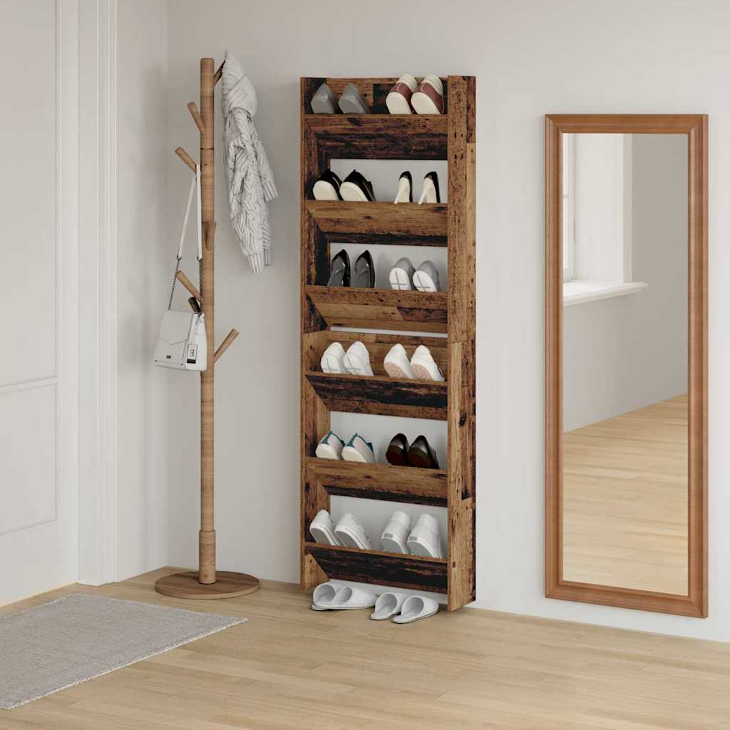 Schoenenkast 2 pcs Oudhout 60 x 18 x 90 cm Bewerkt hout is nu te koop bij PeponiXL, paradijselijk wonen!