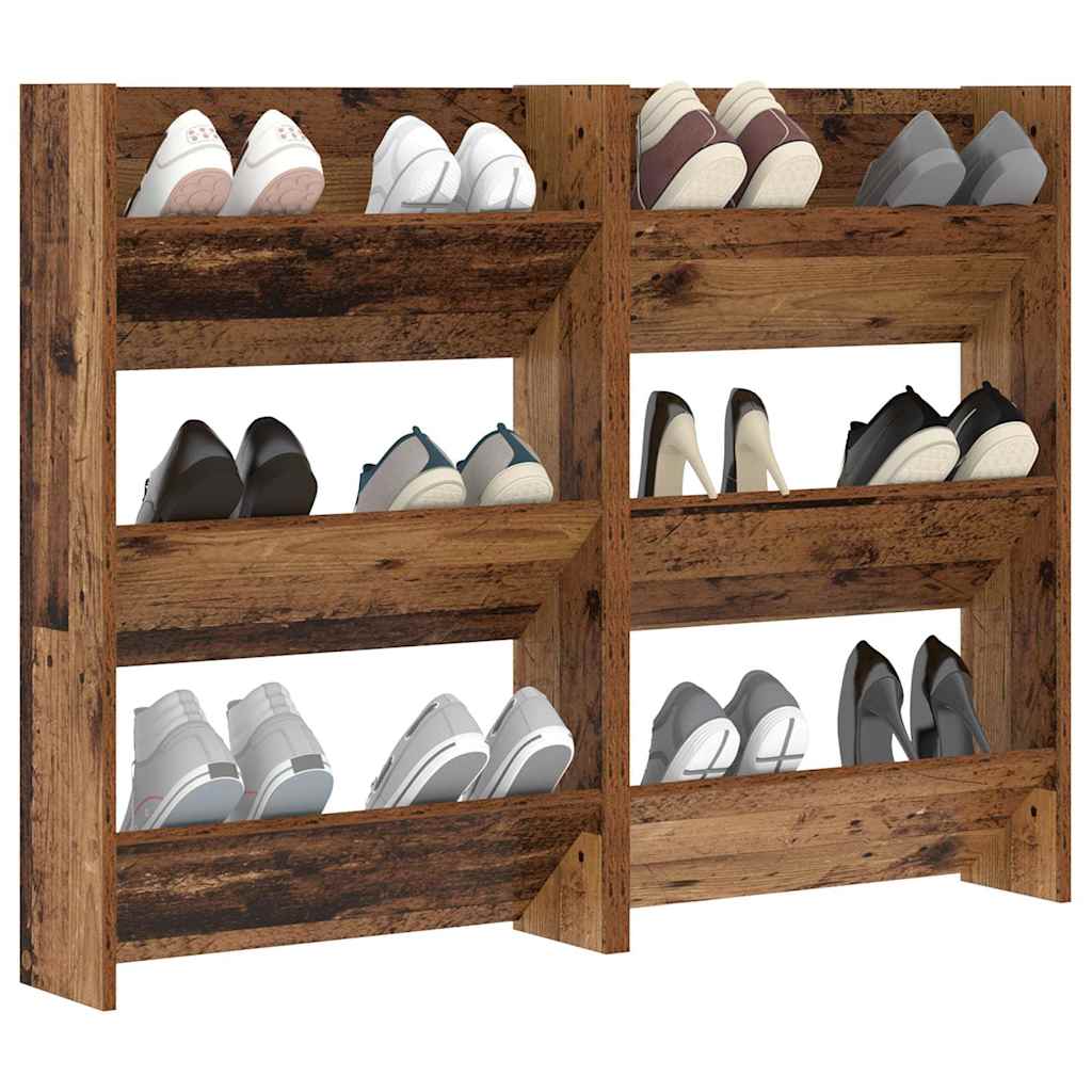 Schoenenkast 2 pcs Oudhout 60 x 18 x 90 cm Bewerkt hout is nu te koop bij PeponiXL, paradijselijk wonen!