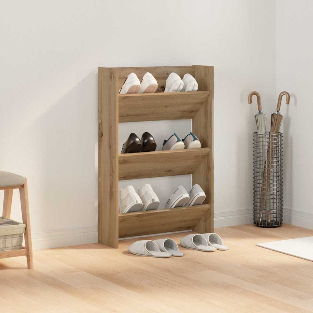 Schoenenkast Artisan Eiken 60 x 18 x 90 cm Bewerkt hout is nu te koop bij PeponiXL, paradijselijk wonen!