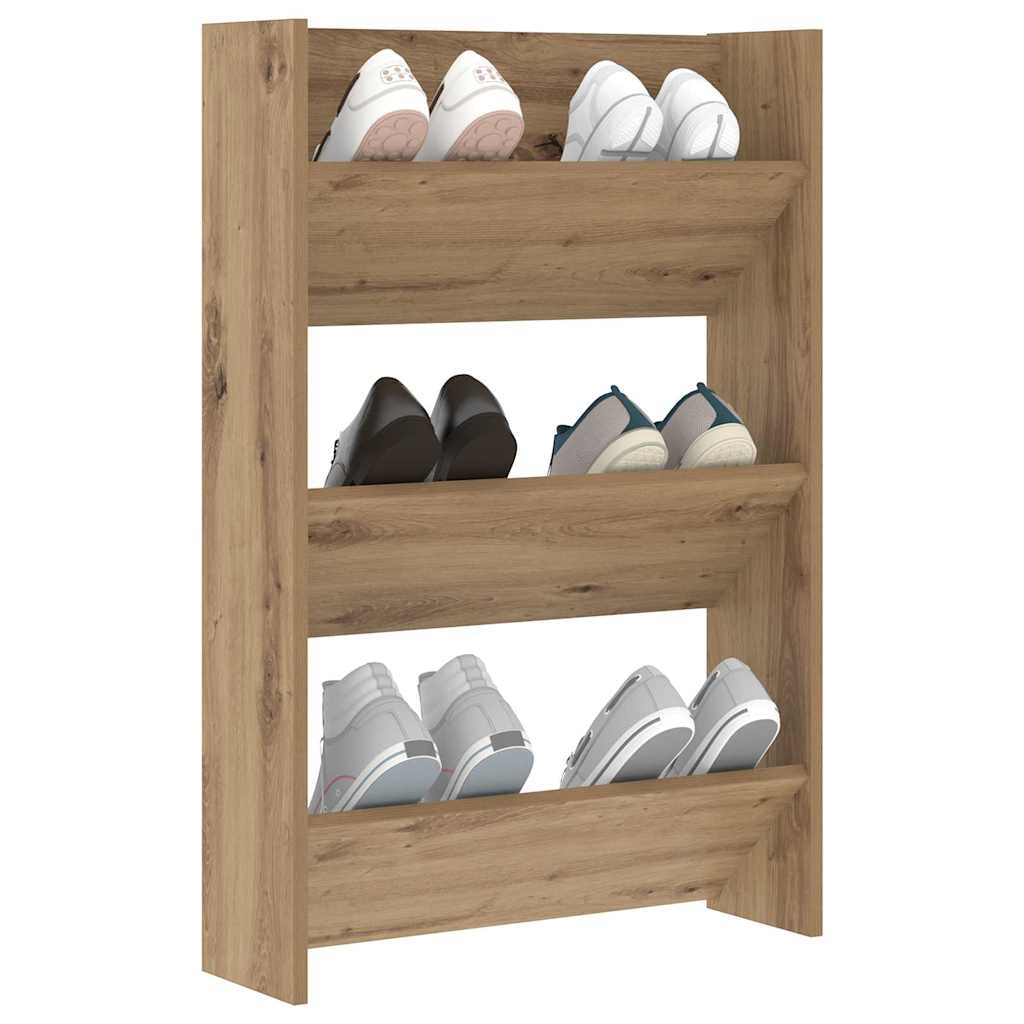 Schoenenkast Artisan Eiken 60 x 18 x 90 cm Bewerkt hout is nu te koop bij PeponiXL, paradijselijk wonen!