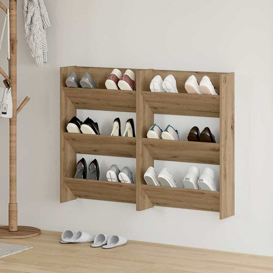 Schoenenkast 2 pcs Artisan Eiken 60 x 18 x 90 cm Bewerkt hout is nu te koop bij PeponiXL, paradijselijk wonen!