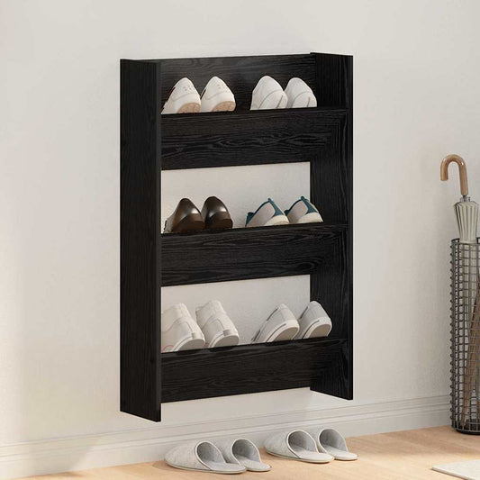 Schoenenkast met plank Zwart Eiken 60 x 18 x 90 cm Bewerkt hout is nu te koop bij PeponiXL, paradijselijk wonen!