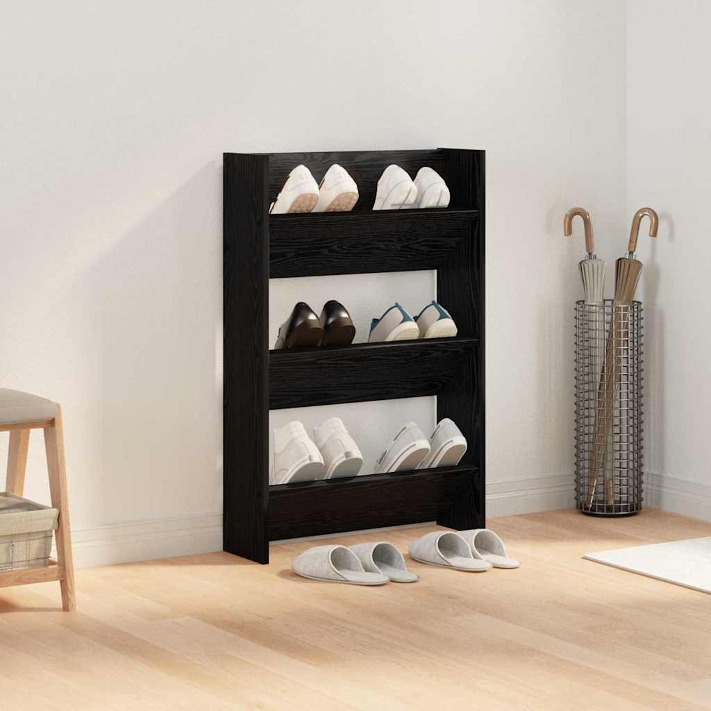 Schoenenkast met plank Zwart Eiken 60 x 18 x 90 cm Bewerkt hout is nu te koop bij PeponiXL, paradijselijk wonen!