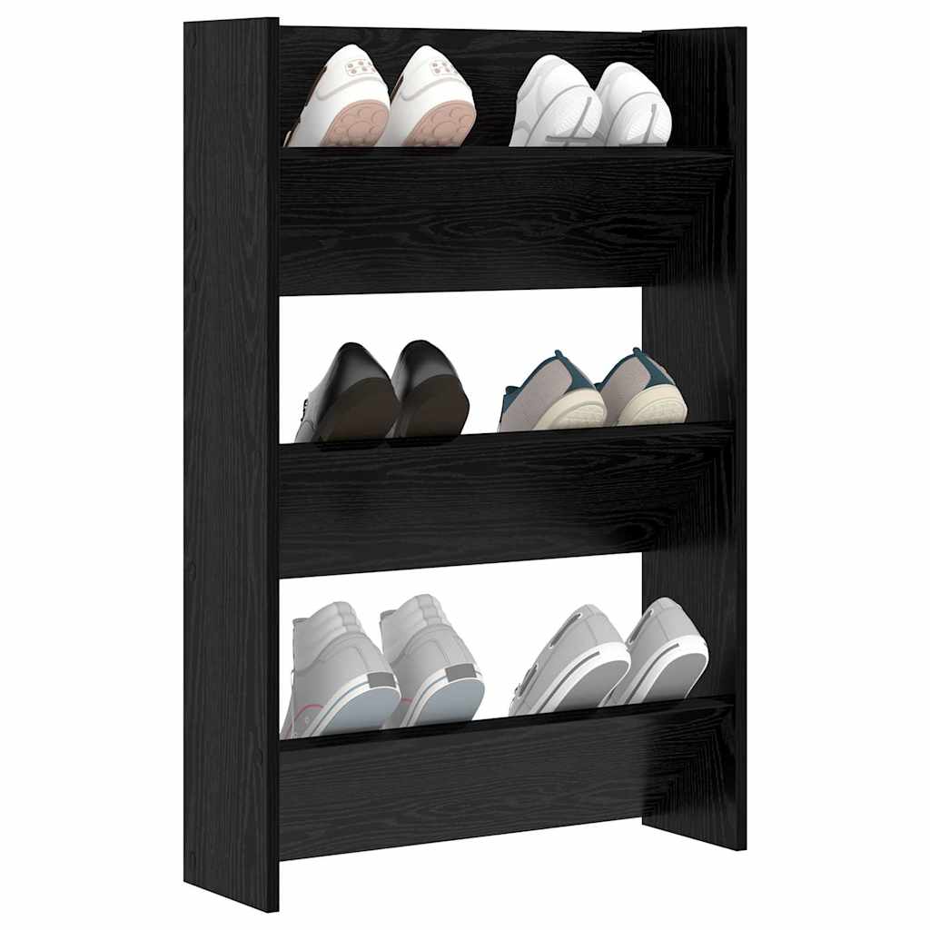 Schoenenkast met plank Zwart Eiken 60 x 18 x 90 cm Bewerkt hout is nu te koop bij PeponiXL, paradijselijk wonen!