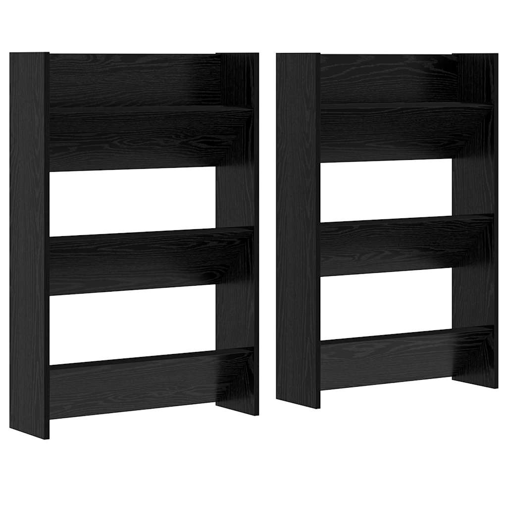 Schoenenkast 2 pcs Zwart Eiken 60 x 18 x 90 cm Bewerkt hout is nu te koop bij PeponiXL, paradijselijk wonen!
