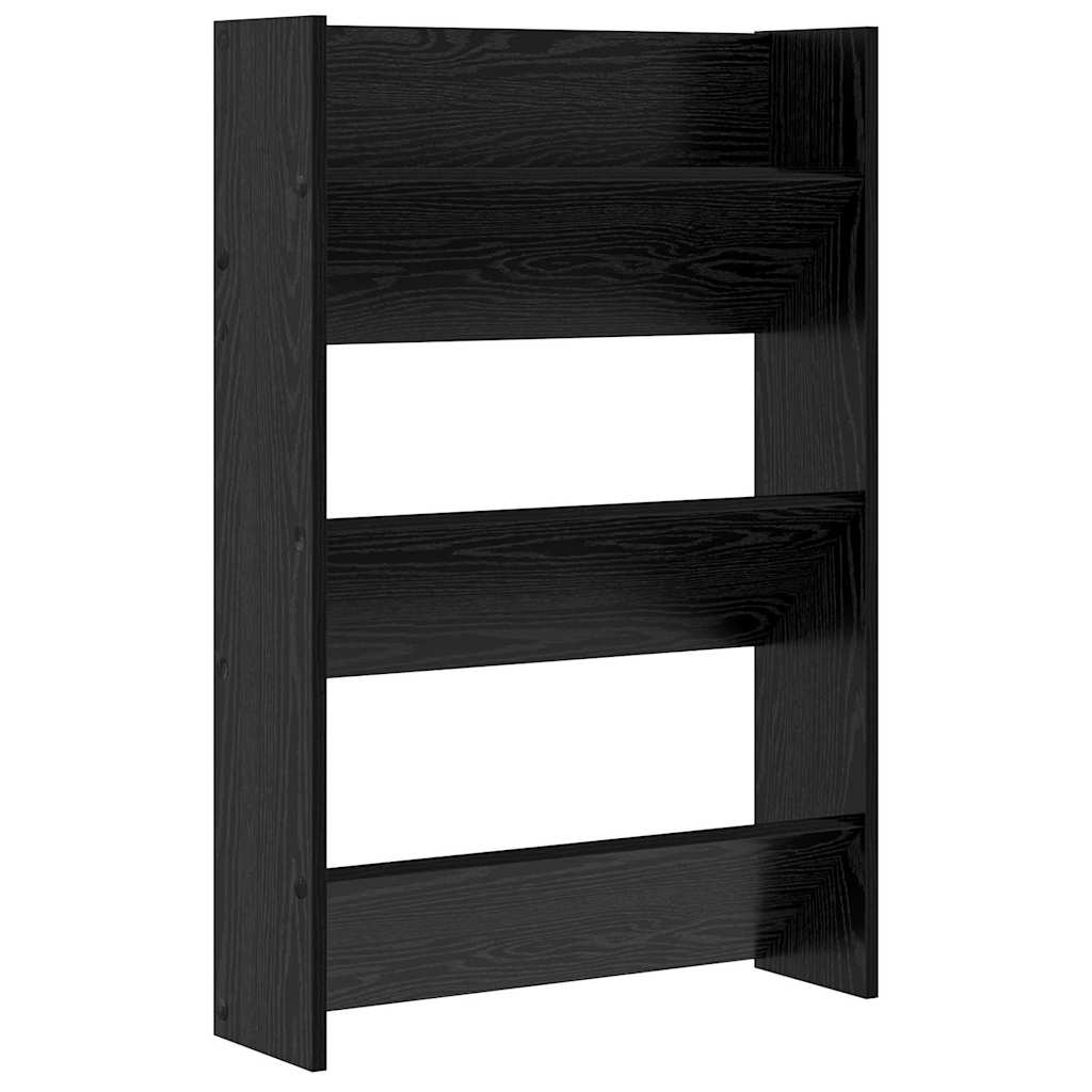 Schoenenkast 2 pcs Zwart Eiken 60 x 18 x 90 cm Bewerkt hout is nu te koop bij PeponiXL, paradijselijk wonen!