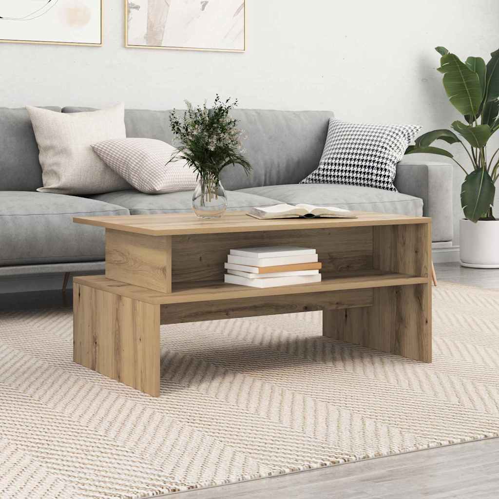 Salontafel Artisan Eiken 90 x 55 x 42,5 cm Bewerkt hout is nu te koop bij PeponiXL, paradijselijk wonen!