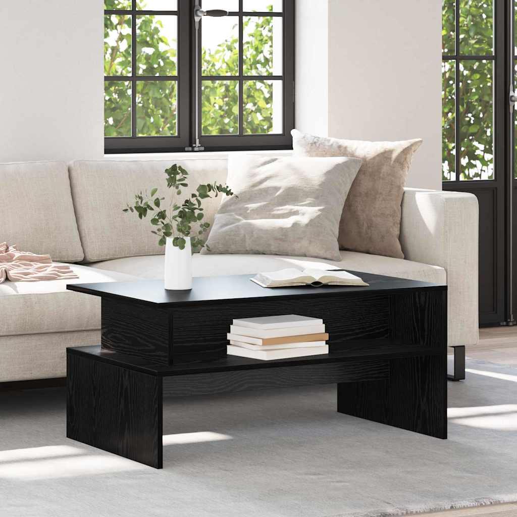 Salontafel Zwart Eiken 90 x 55 x 42,5 cm Bewerkt hout is nu te koop bij PeponiXL, paradijselijk wonen!