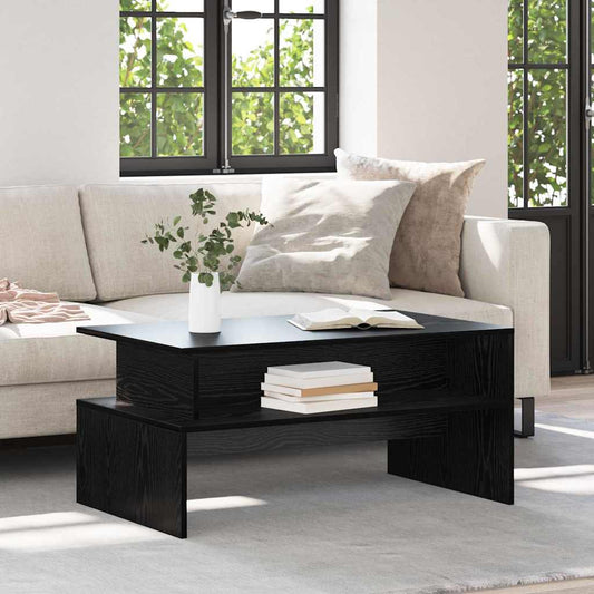 Salontafel Zwart Eiken 90 x 55 x 42,5 cm Bewerkt hout is nu te koop bij PeponiXL, paradijselijk wonen!