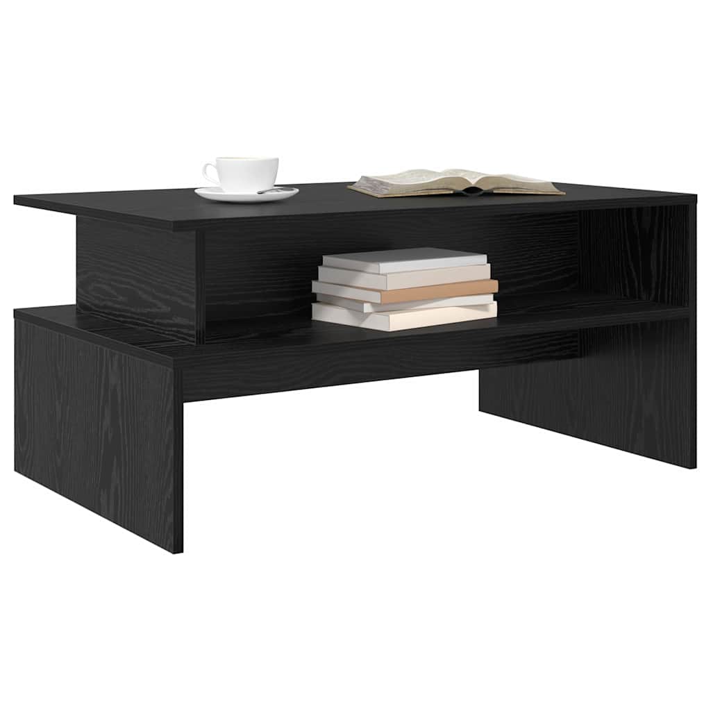 Salontafel Zwart Eiken 90 x 55 x 42,5 cm Bewerkt hout is nu te koop bij PeponiXL, paradijselijk wonen!