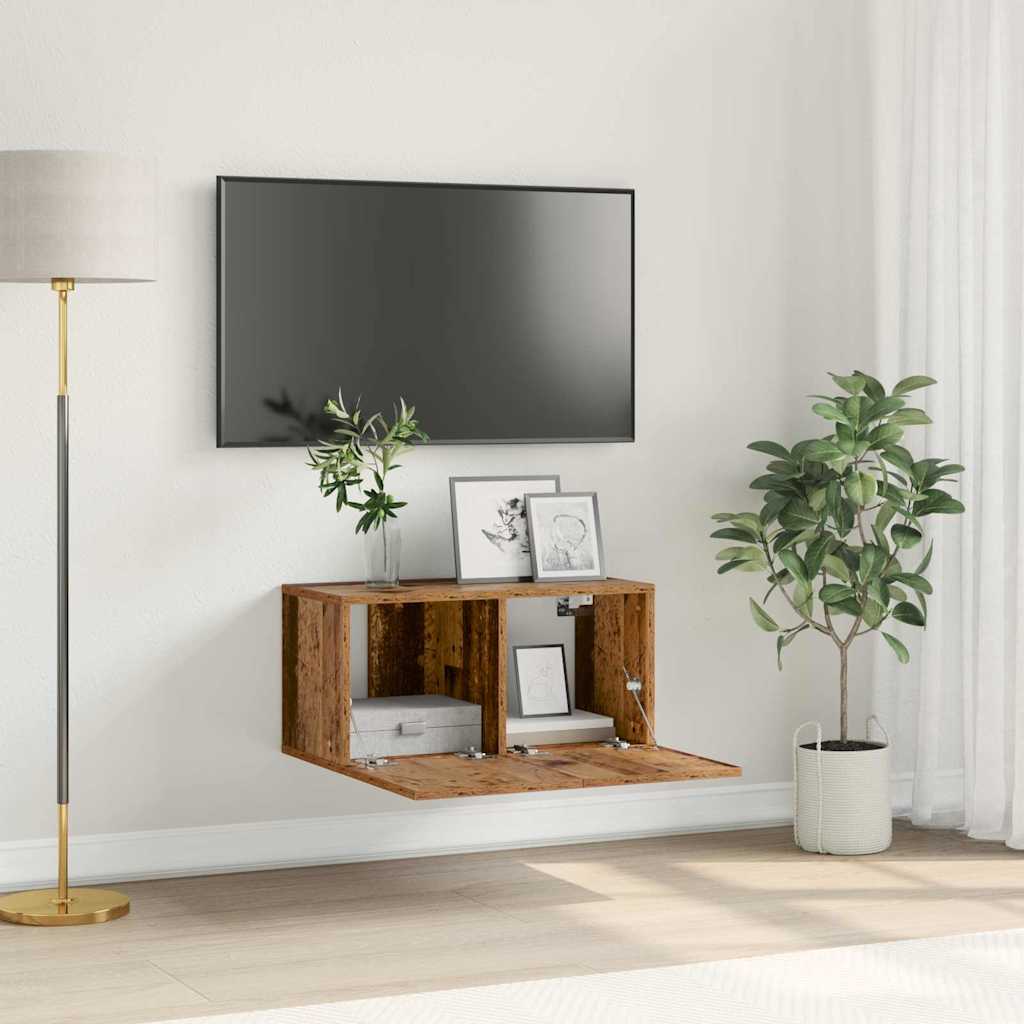 Tv-meubelset Wandgemonteerd Bruin 60 x 30 x 30 cm Bewerkt hout is nu te koop bij PeponiXL, paradijselijk wonen!
