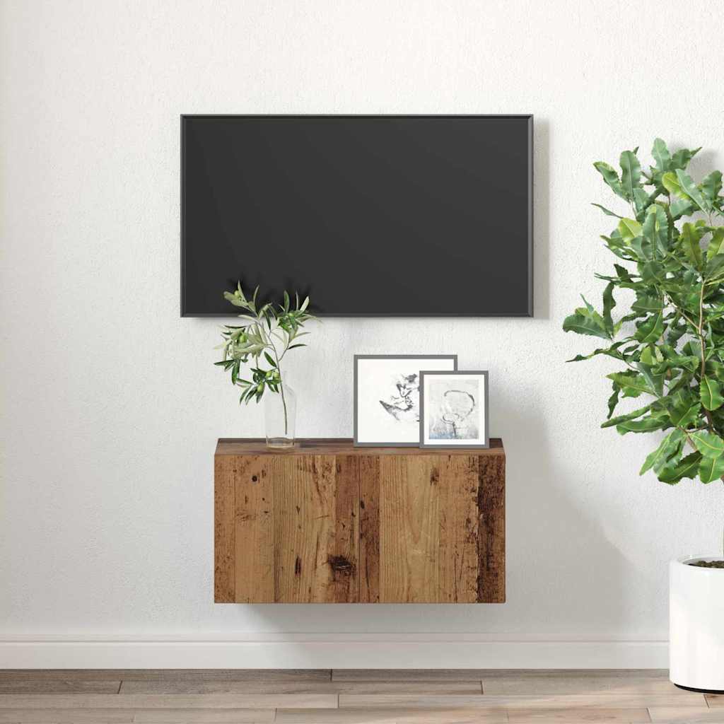 Tv-meubelset Wandgemonteerd Bruin 60 x 30 x 30 cm Bewerkt hout is nu te koop bij PeponiXL, paradijselijk wonen!