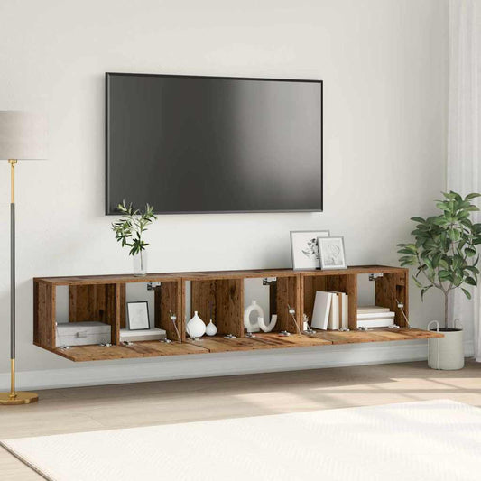Tv-meubelset 3 pcs Bruin 60 x 30 x 30 cm Bewerkt hout is nu te koop bij PeponiXL, paradijselijk wonen!